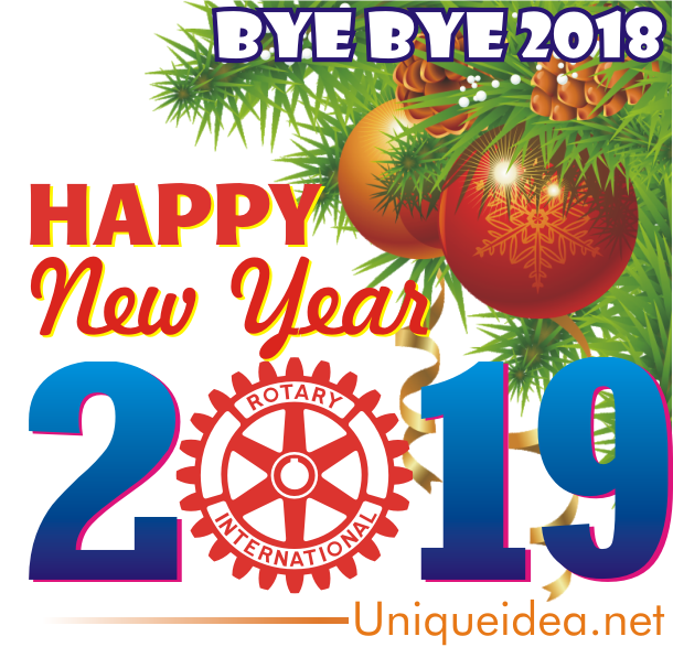 Happy New Year with rotary Logo 2019